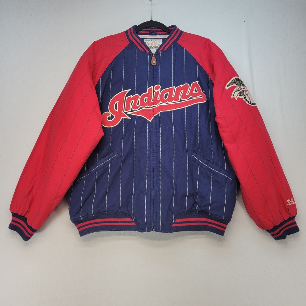 Mirage MLB Cleveland Indians Jacket Mens XL Blue Red Vintage Chief Wahoo
